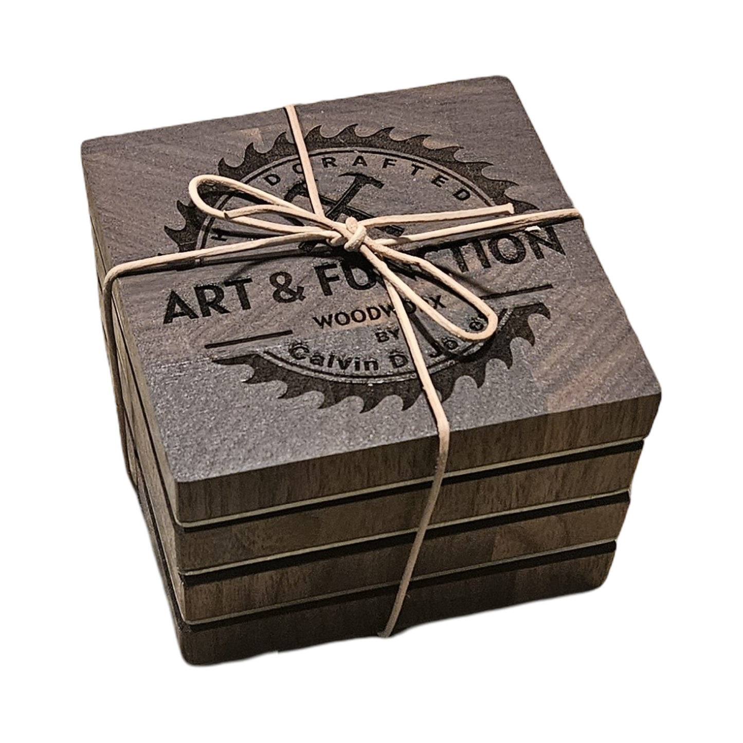 Walnut and stainless steel bottle opener coaster (set of 4)