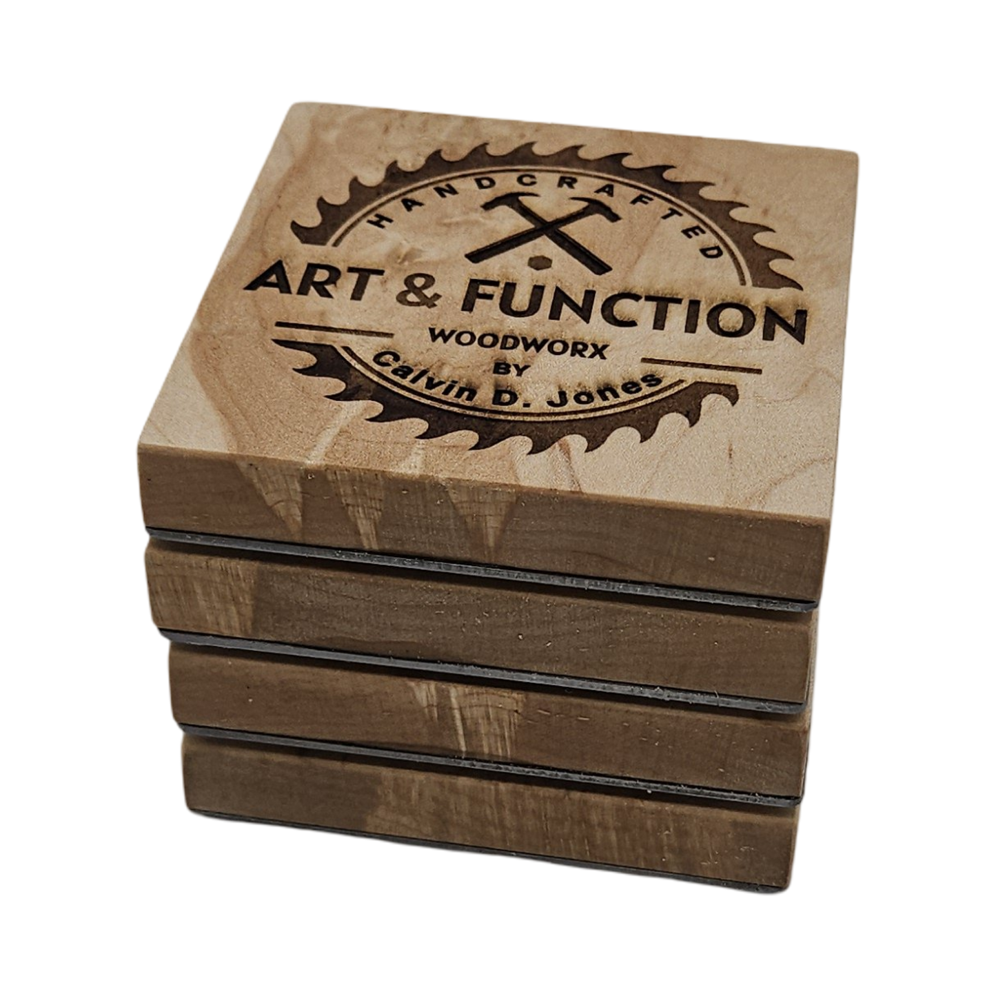 Curly Maple Bottle Opener Coasters (Set of 4)