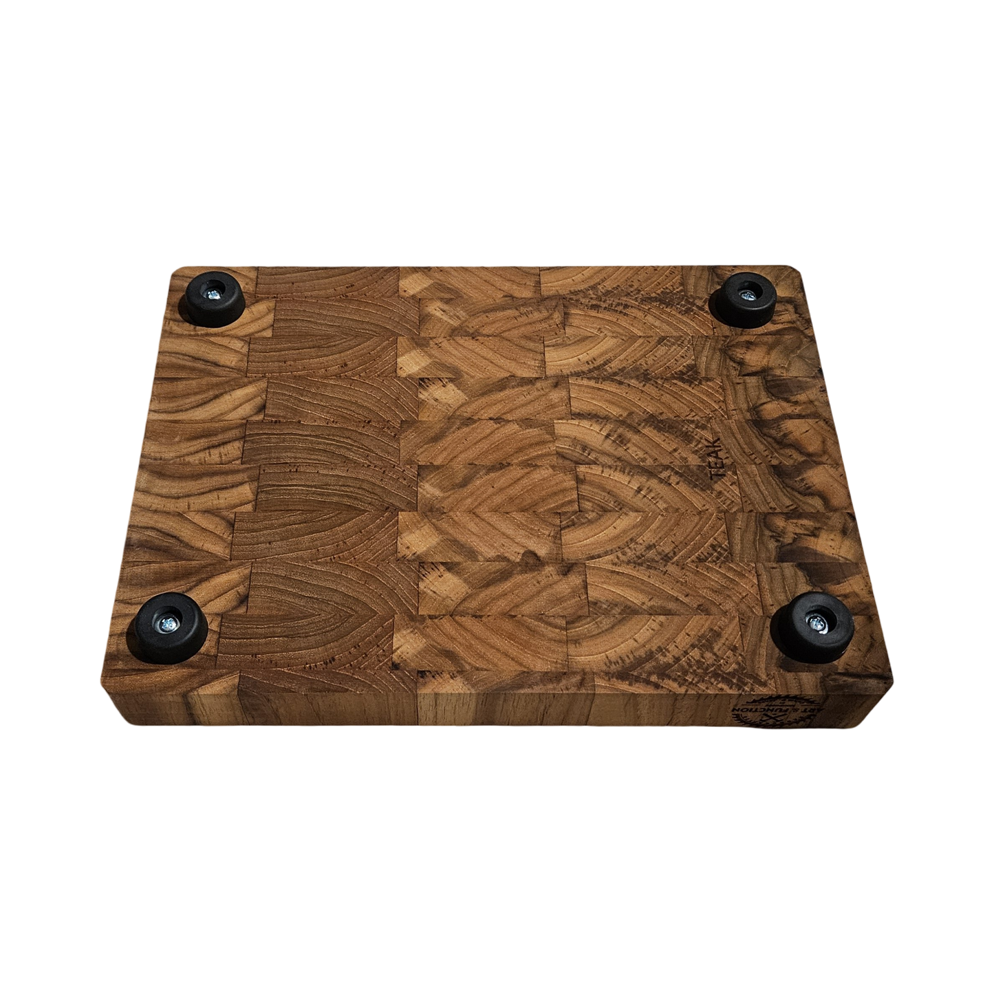 Large square end grain teak butcher block