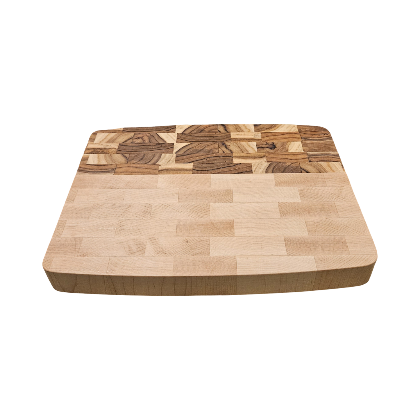Tonneau Shape Hard Maple and Teak Butcher Block