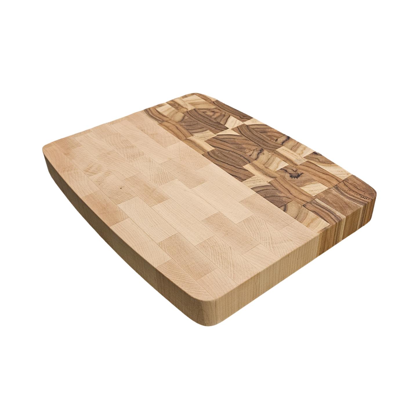 Tonneau Shape Hard Maple and Teak Butcher Block