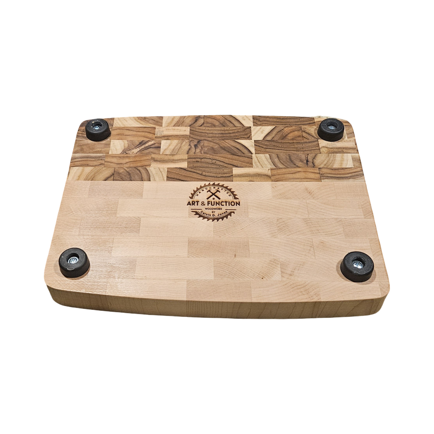 Tonneau Shape Hard Maple and Teak Butcher Block