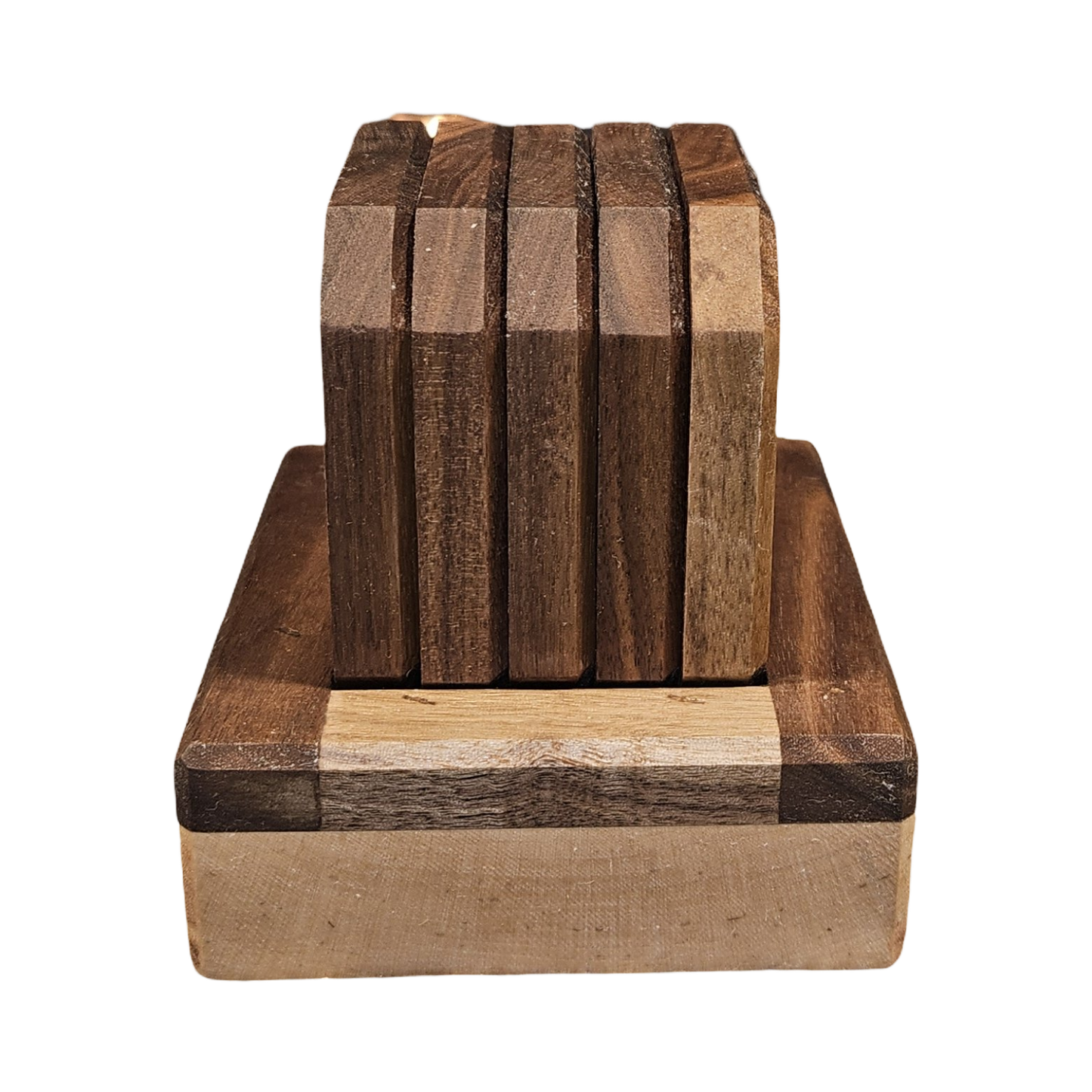 3.5" x 3.5" Walnut Bottle Opener Coasters (Set of 5)