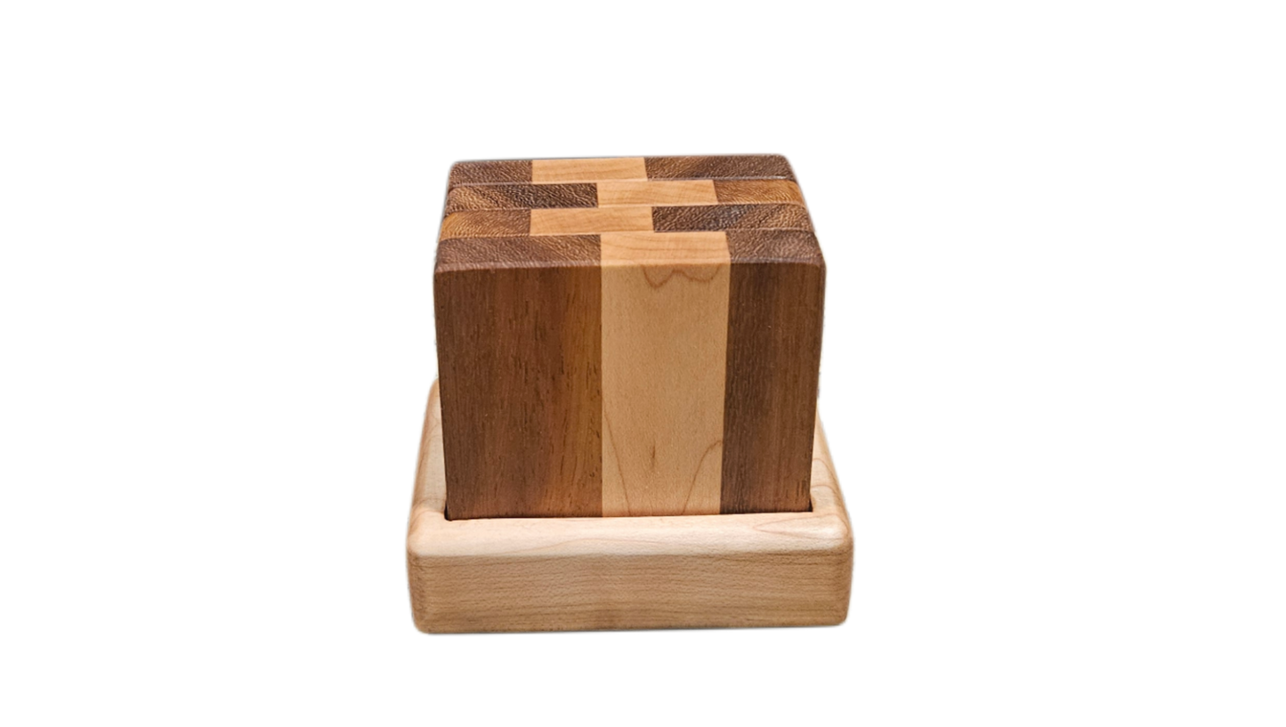 Iroko & Hard Maple Bottle Opener Coasters