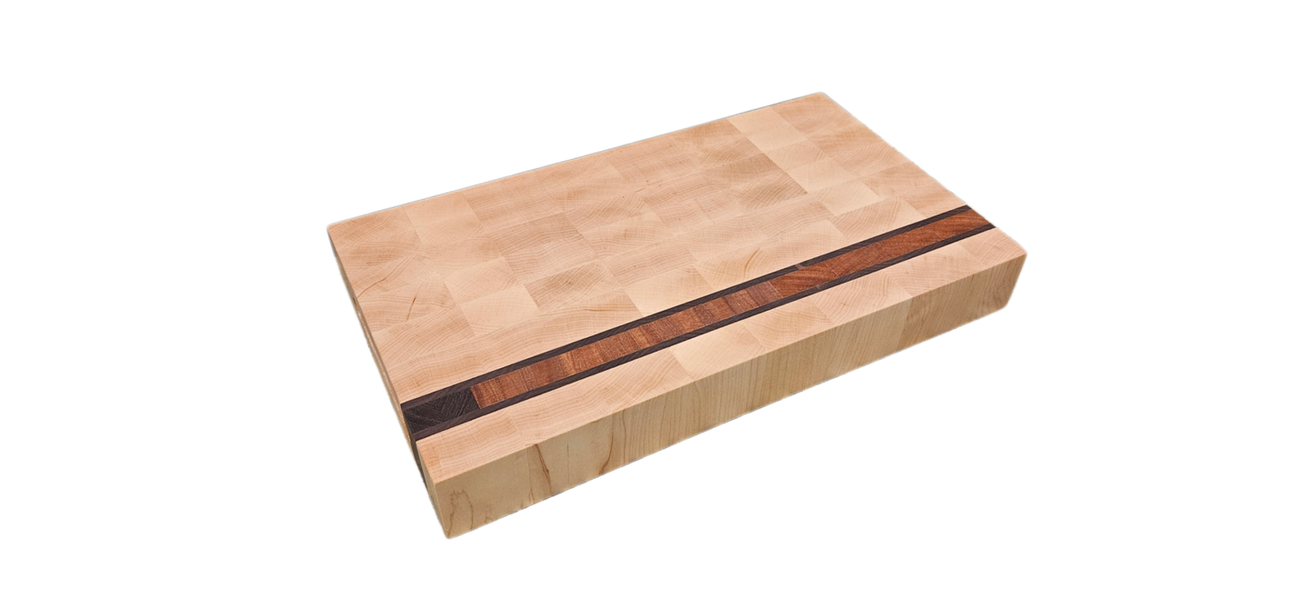 Hard Maple, Brazilian Teak and Wenge reversible Butcher Block