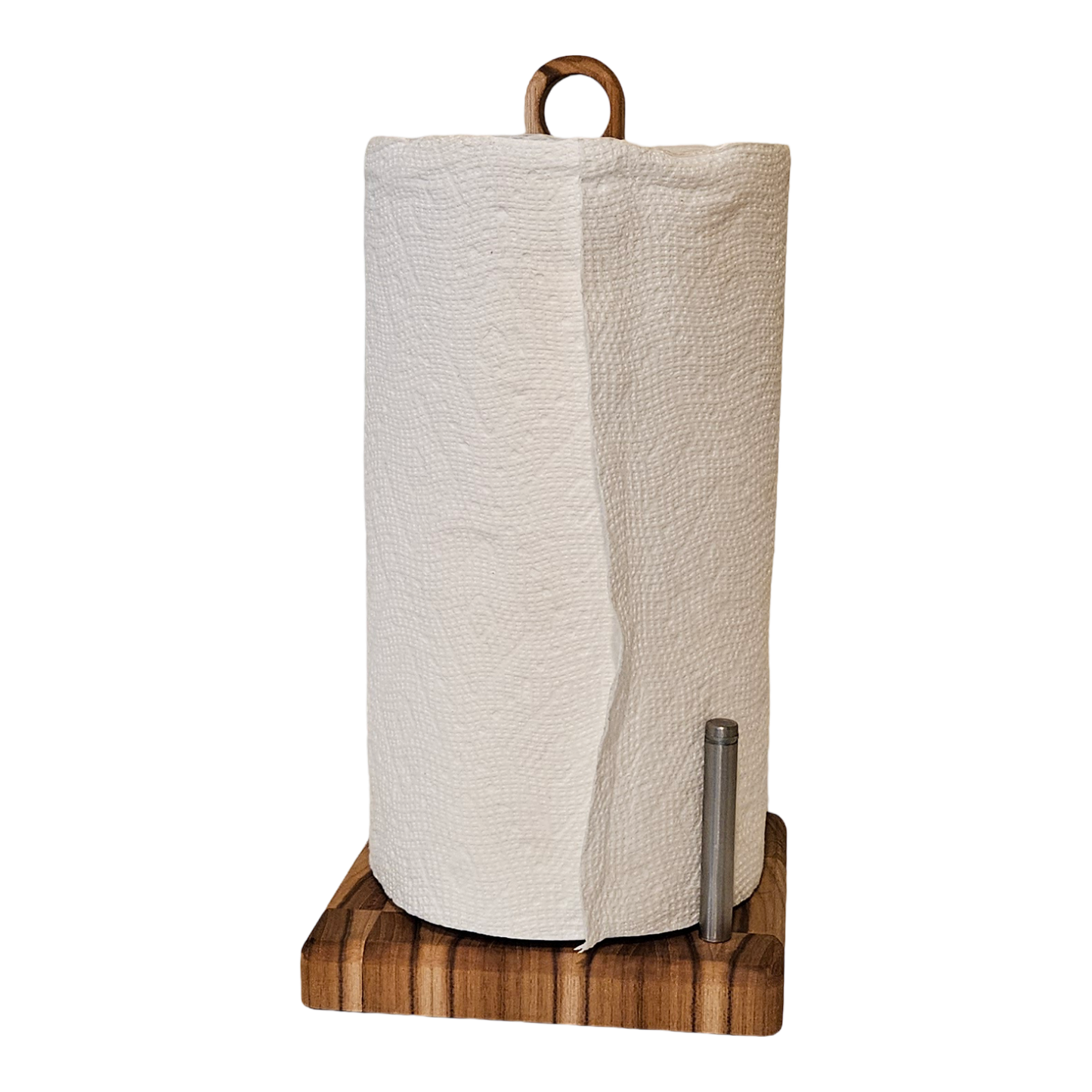 TEAK PAPER TOWEL HOLDER W/ HANDLE