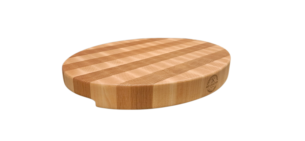 End Grain White Oak & Hard Maple Butcher Block with display stand