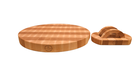 End Grain White Oak & Hard Maple Butcher Block with display stand
