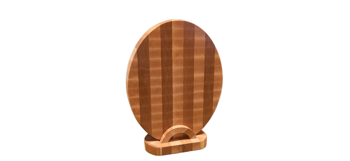 End Grain White Oak & Hard Maple Butcher Block with display stand