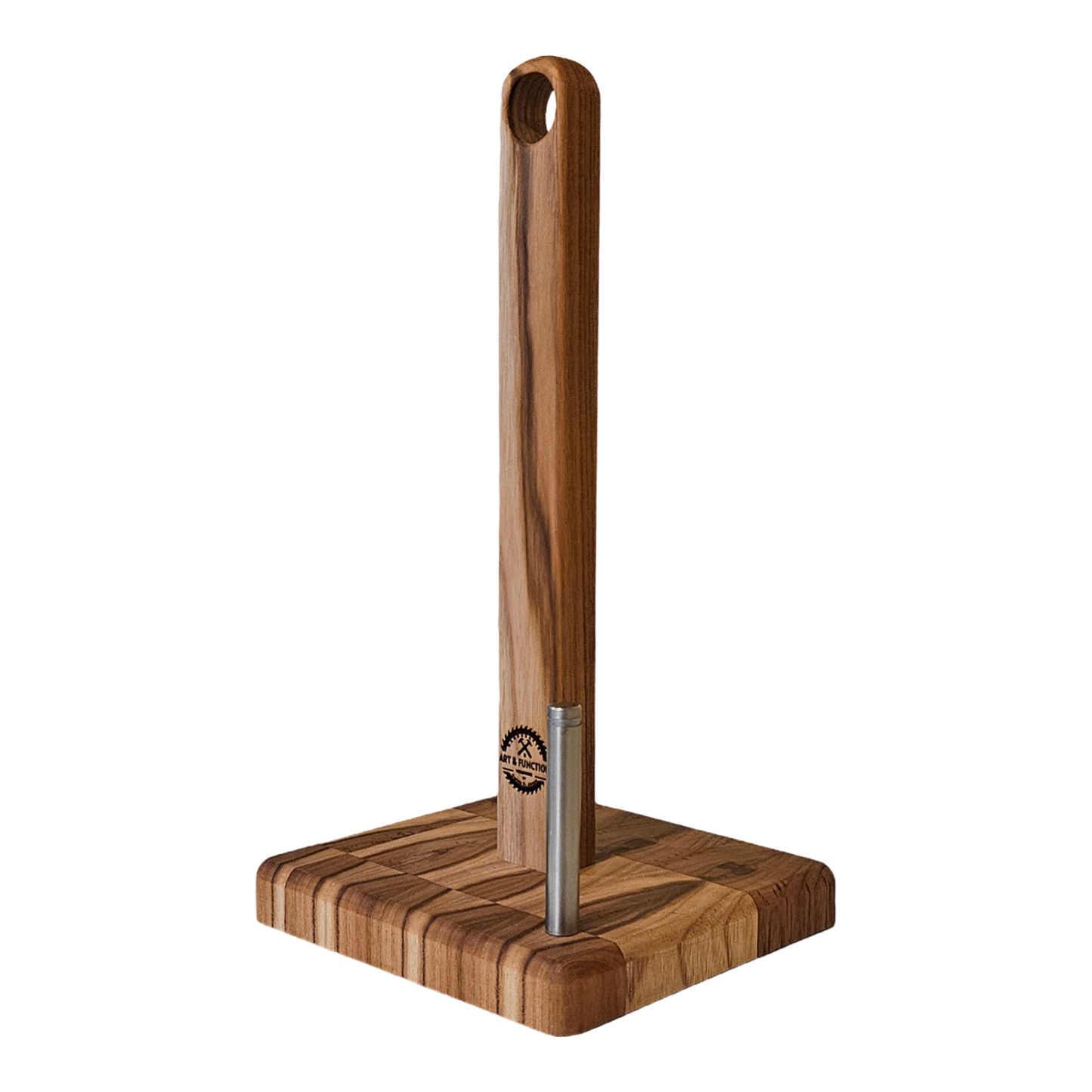 TEAK PAPER TOWEL HOLDER W/ HANDLE