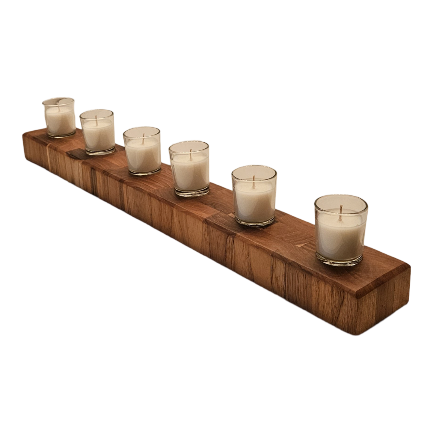 Teak Candle Holder with 6 Candles