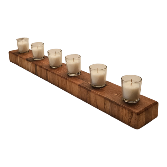 Teak Candle Holder with 6 Candles