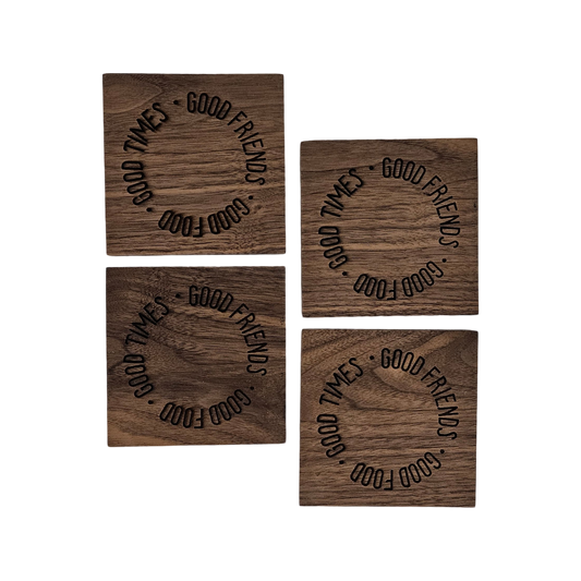 Laser engraved bottle opener coasters Set of 4