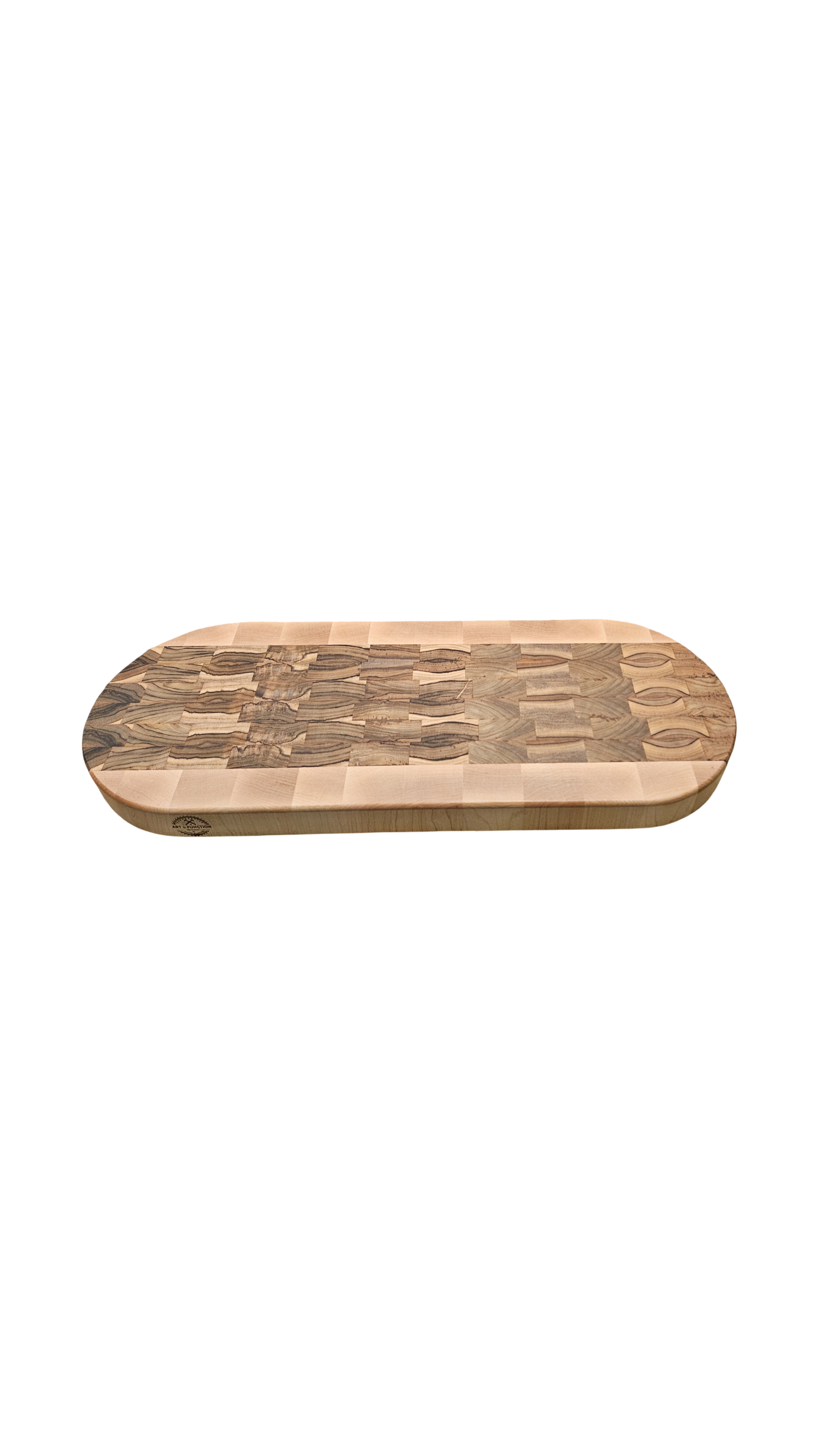 Capsule Shaped Teak and Maple Butcher Block