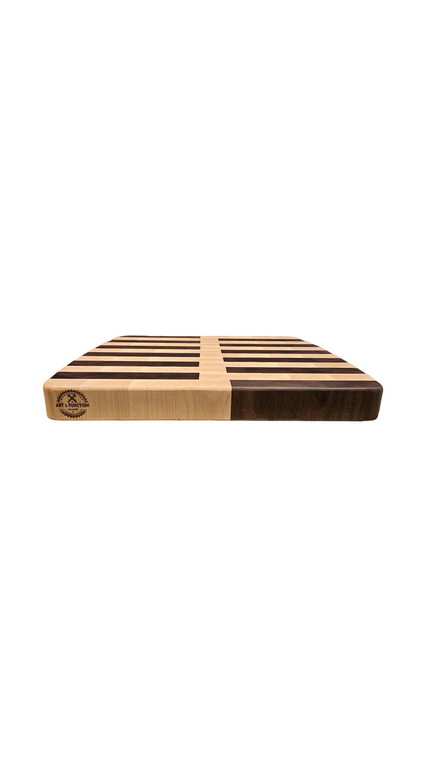 15.75" x 13" x 1.5" Walnut and Maple end grain butcher block