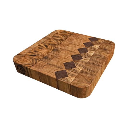 11.25" x 11" x 1.75" Teak Butcher and Walnut Block