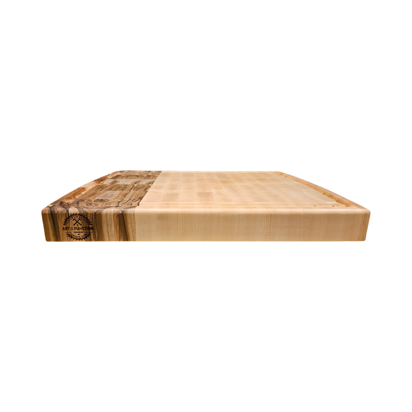 12.76" x 16" x 1.75" Hard Maple and Teak Butcher Block