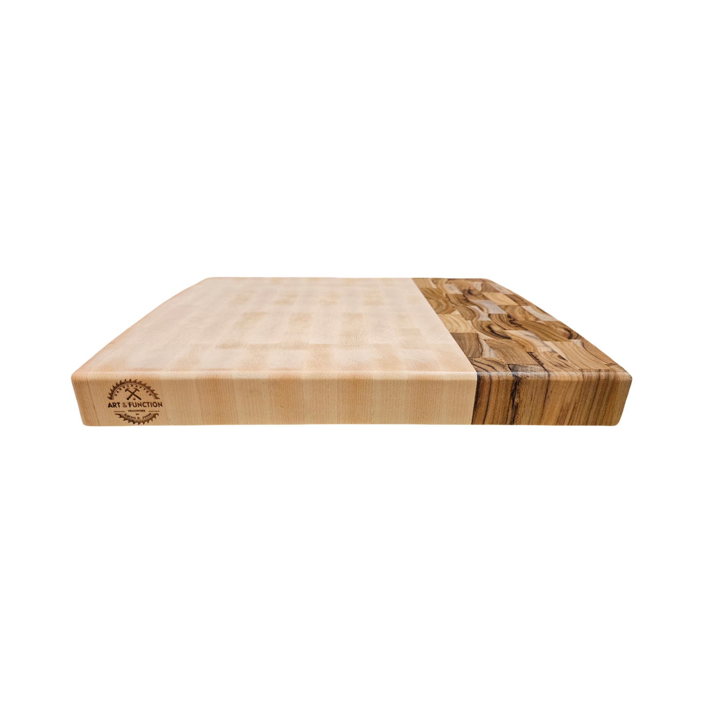 16.5" x 12 5/8" x 1.75" Hard Maple and Teak Butcher Block