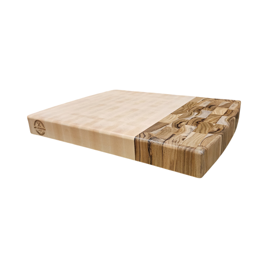 16.5" x 12 5/8" x 1.75" Hard Maple and Teak Butcher Block