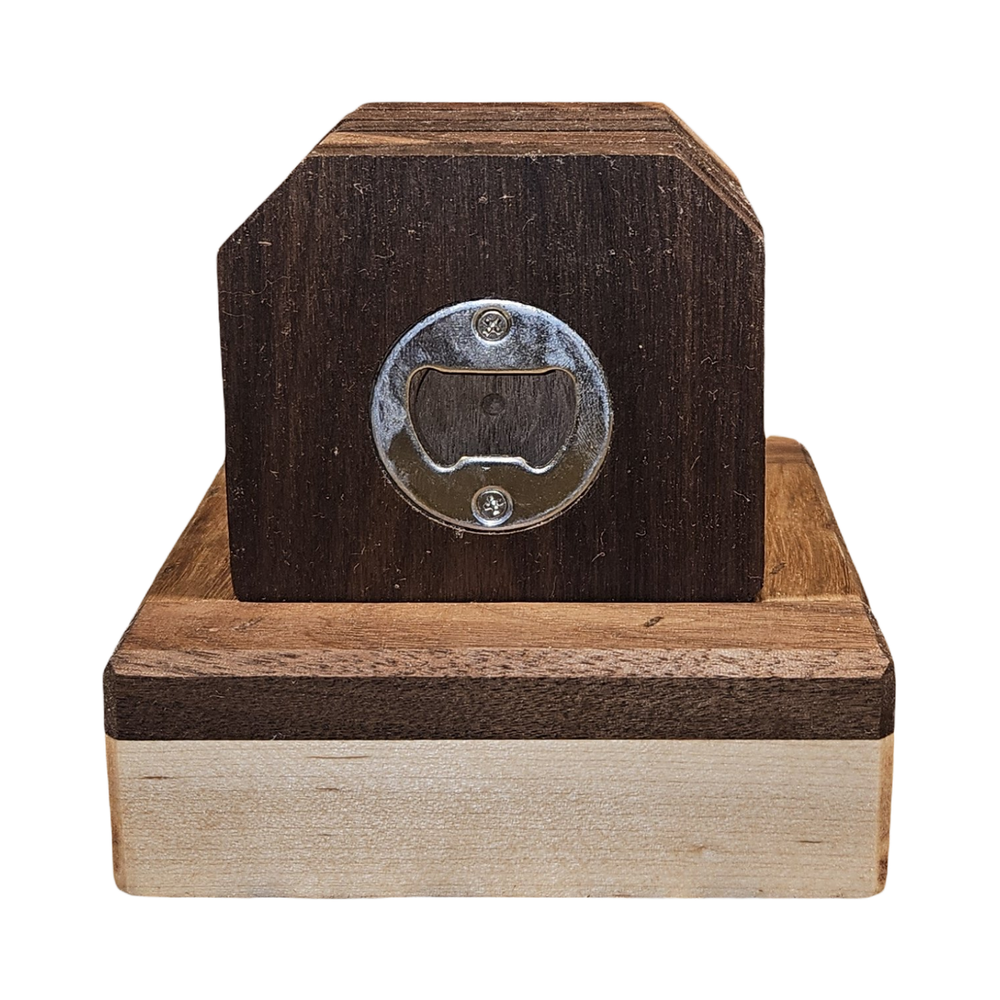 3.5" x 3.5" Walnut Bottle Opener Coasters (Set of 5)