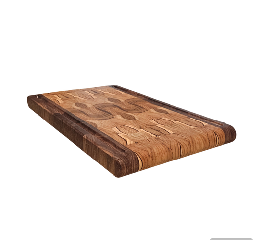 Teak and Walnut Butcher Block 11 x 18.75 x 1.5