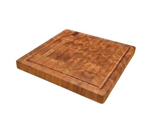 12.5" x 12.5" x 1.25 reversible Iroko Butcher block