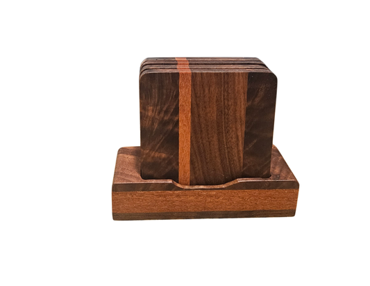 Walnut and Brazilian Teak Bottle Opener Coasters