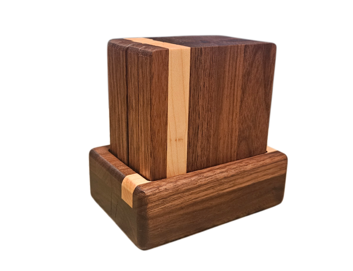 Walnut & Hard Maple Bottle Opener Coasters