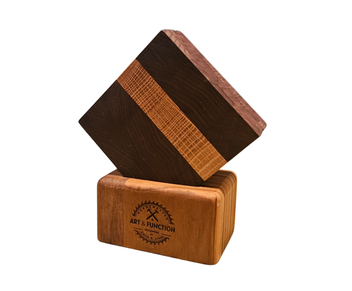 Walnut and White Oak Coasters with Teak Base