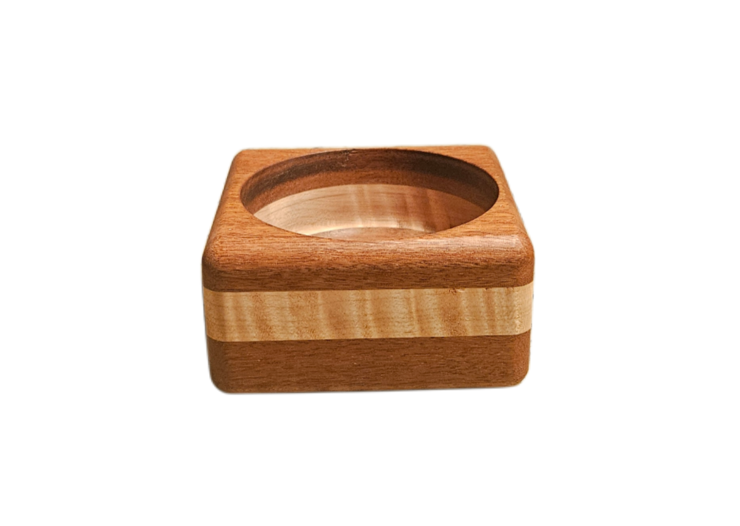 Brazilian Teak & Curly Maple Square Shaped Dip Bowl