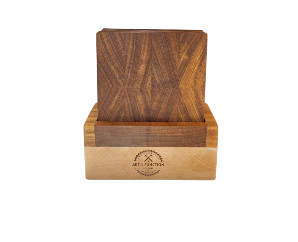 Afromosia Bottle Opener Coaster Set