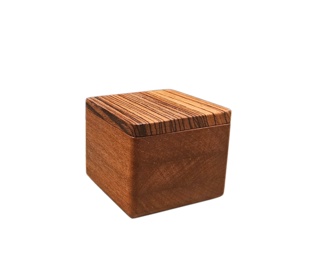 Brazilian Teak Salt Cellar with Zebra wood lid
