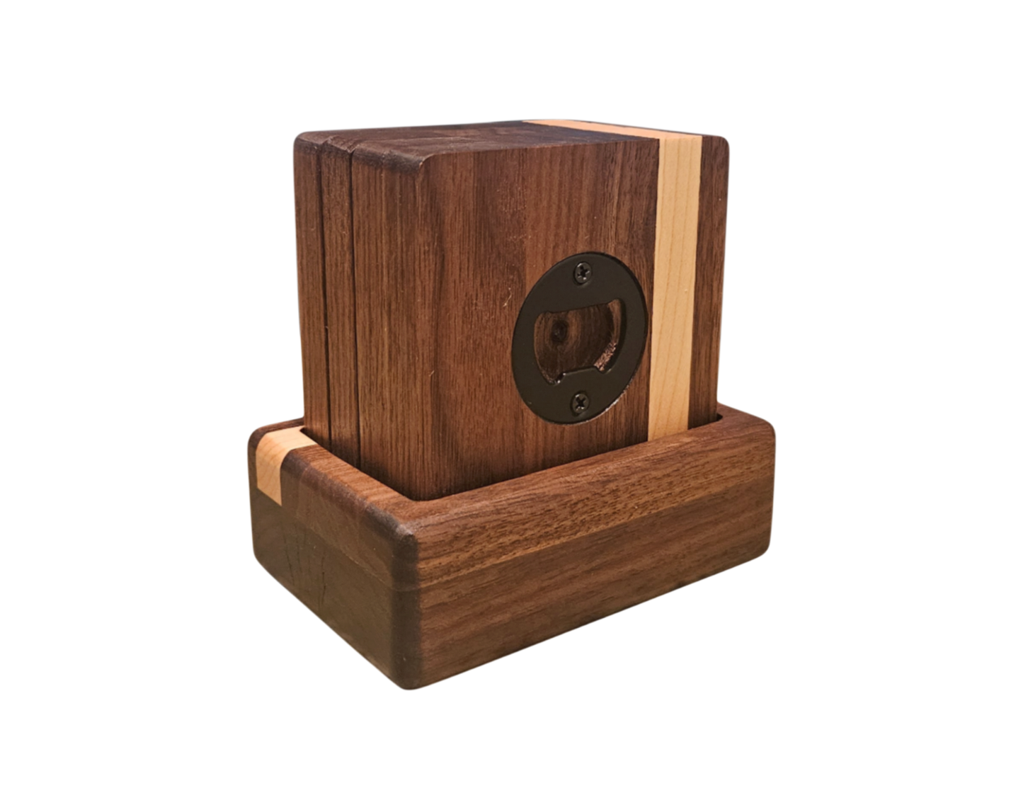 Walnut & Hard Maple Bottle Opener Coasters