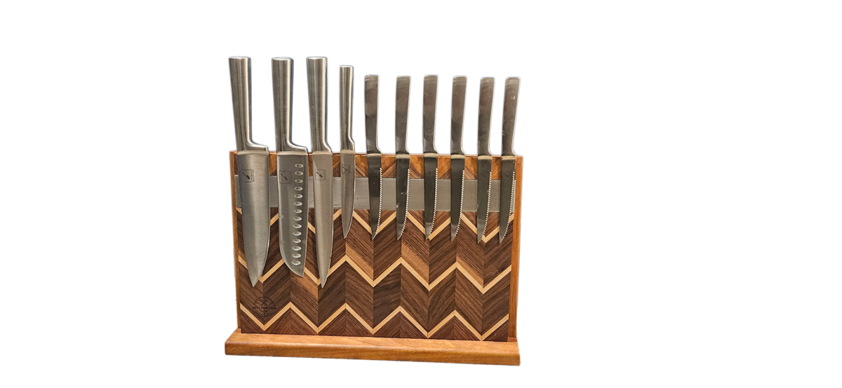 16in Walnut and Hard Maple Magnetic Knife holder