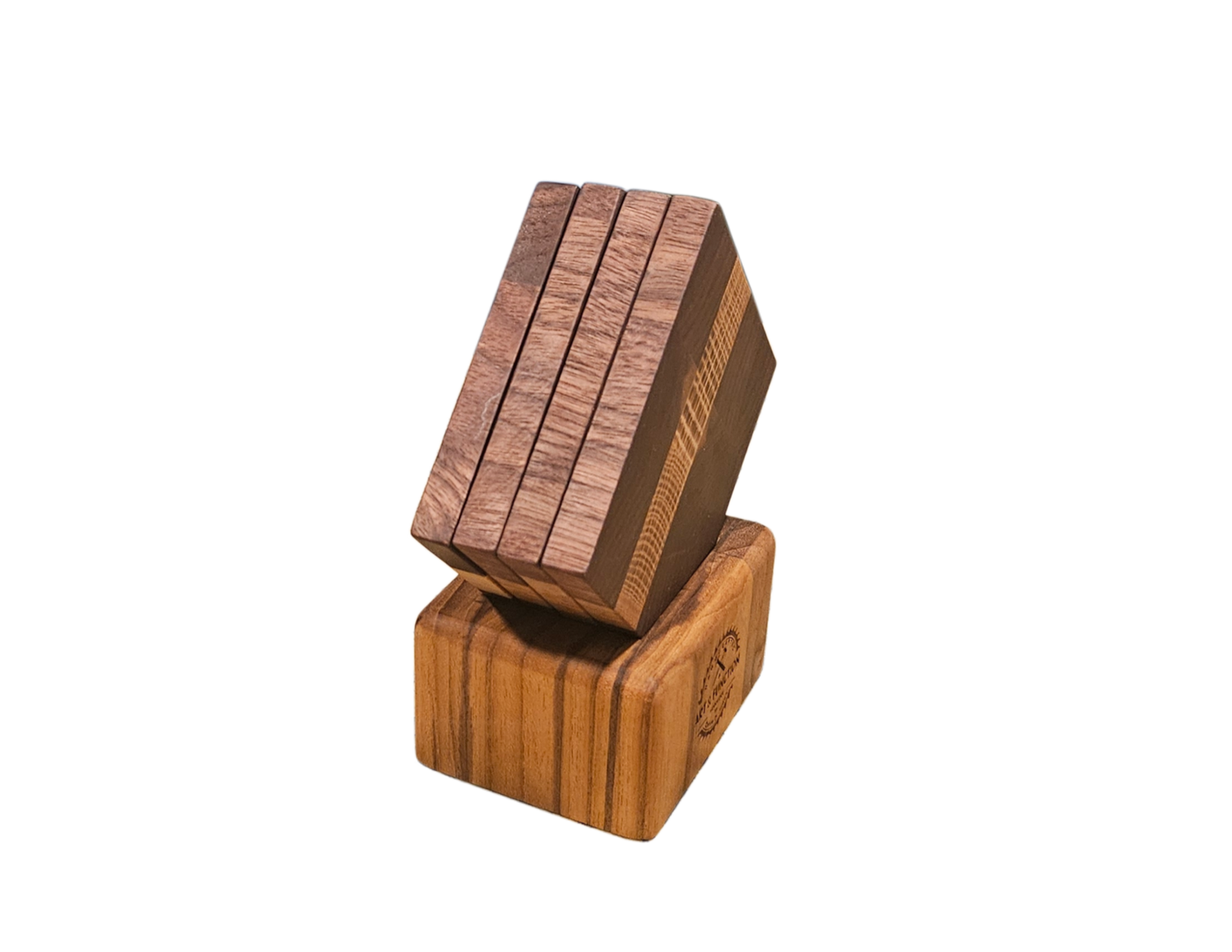 Walnut and White Oak Coasters with Teak Base