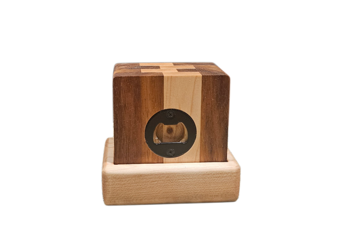 Iroko & Hard Maple Bottle Opener Coasters