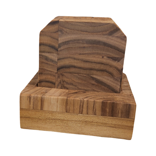 3.5" x 3.5" End Grain Teak Bottle Opener Coasters (Set of 4)