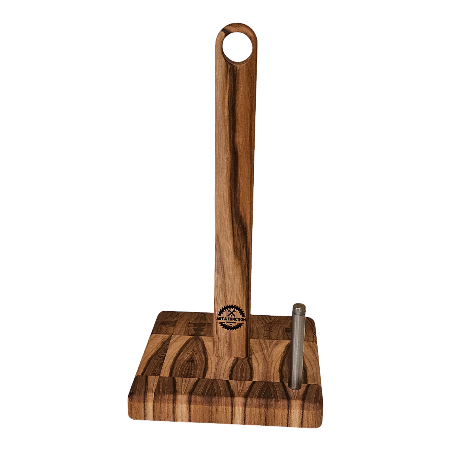 TEAK PAPER TOWEL HOLDER W/ HANDLE